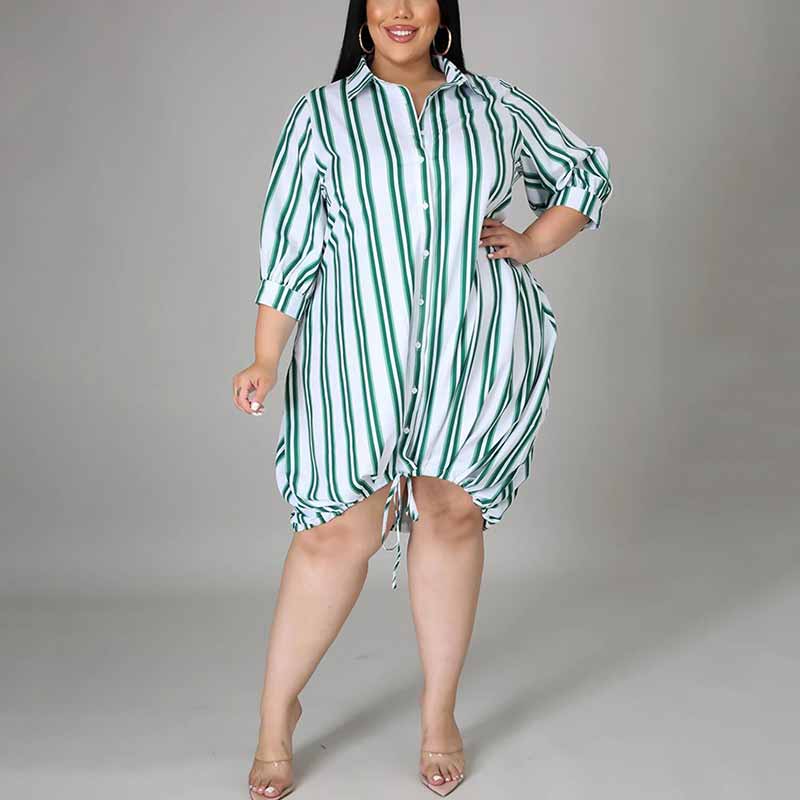 oversized t shirt dress plus size-green-front view
