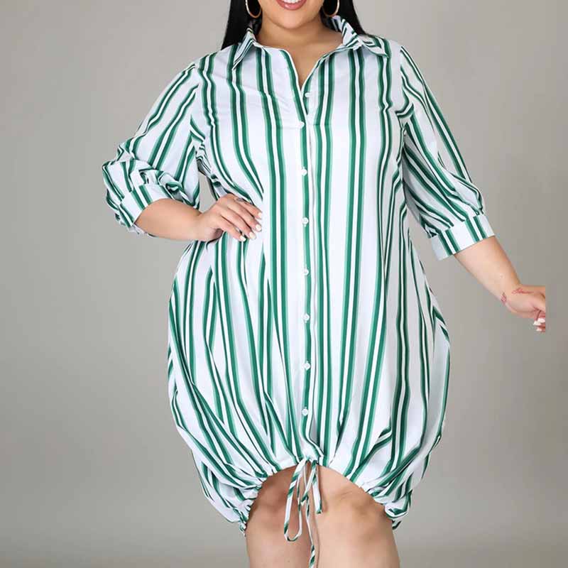 oversized t shirt dress plus size-green-model view