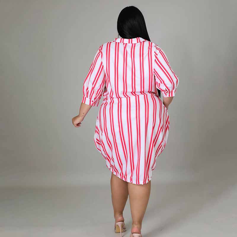 oversized t shirt dress plus size-rose red-back view
