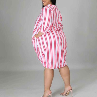 oversized t shirt dress plus size-rose red-left side view
