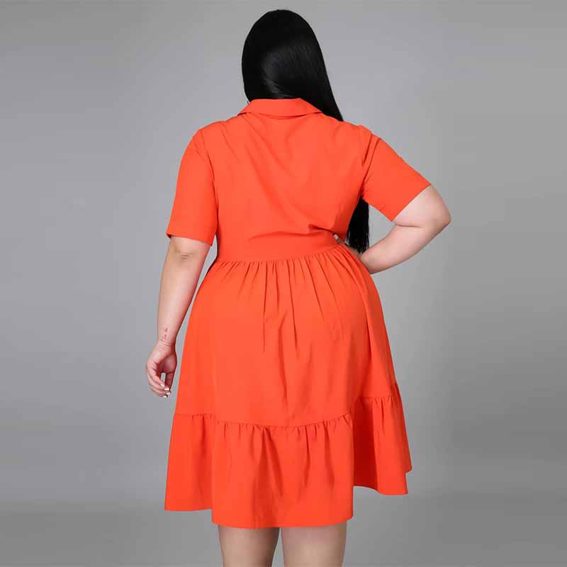 plus shirt dress-orange-back view