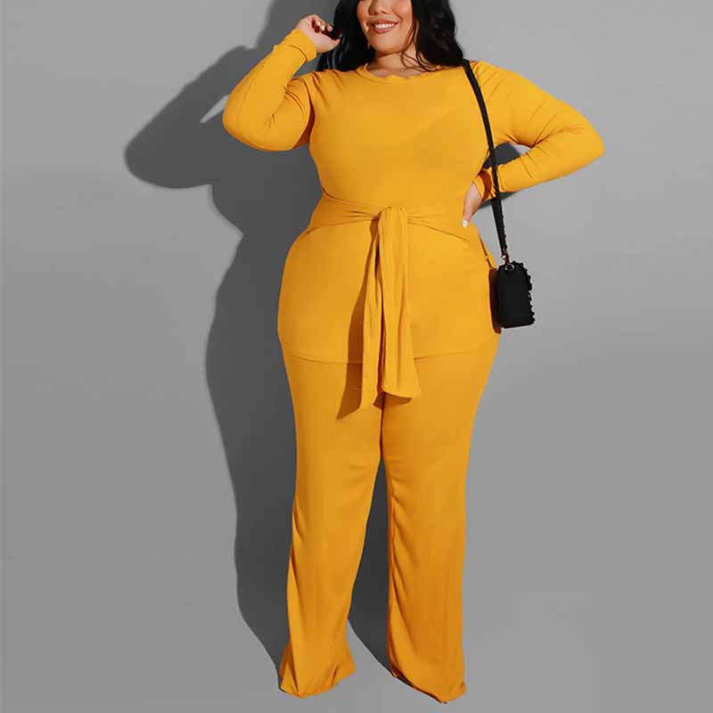 plus size 2 piece outfits-yellow-yeloow