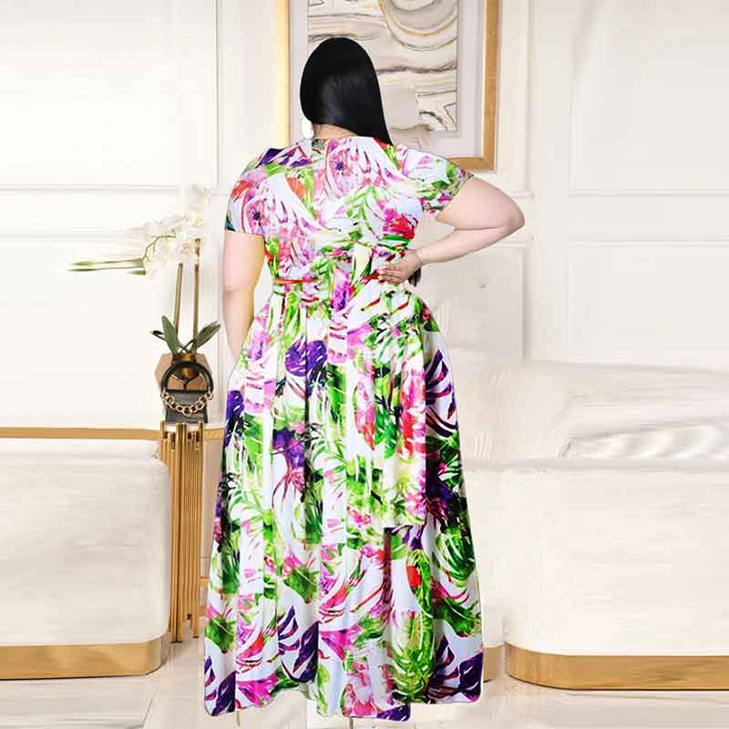 plus size 2 piece skirt sets-green-back view