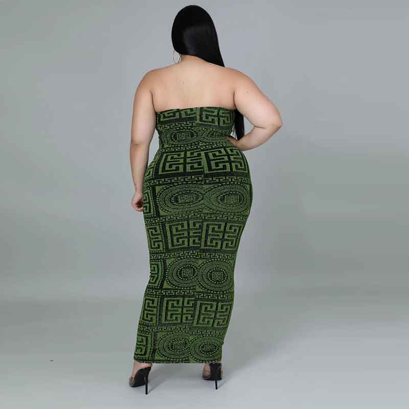 plus size bodycon club dresses-green-back view