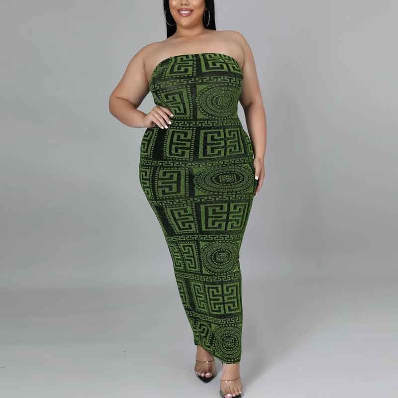 plus size bodycon club dresses-green-front view