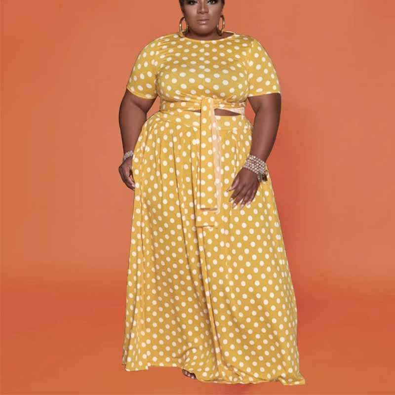 plus size skirt suit sets-yellow
