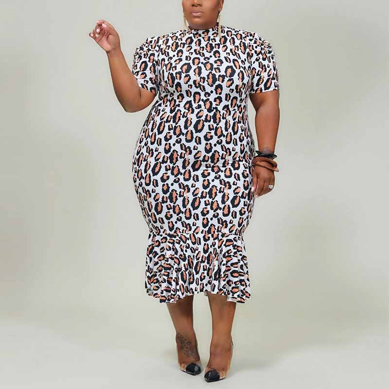 plus size leopard print dress-front view