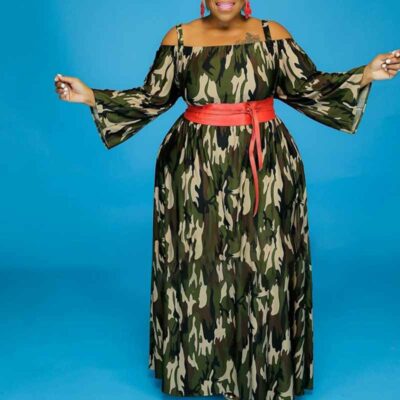 plus size long dresses casual-camouflage-model view