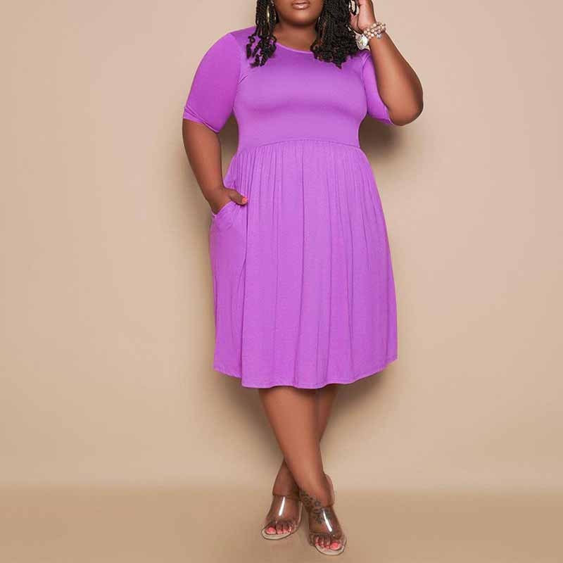 women's plus size casual dresses-purple