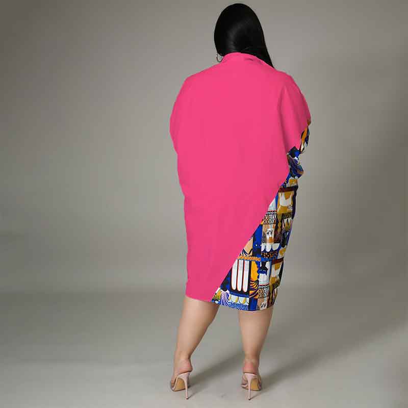 long sleeve shirt dress plus size-rose red-back view