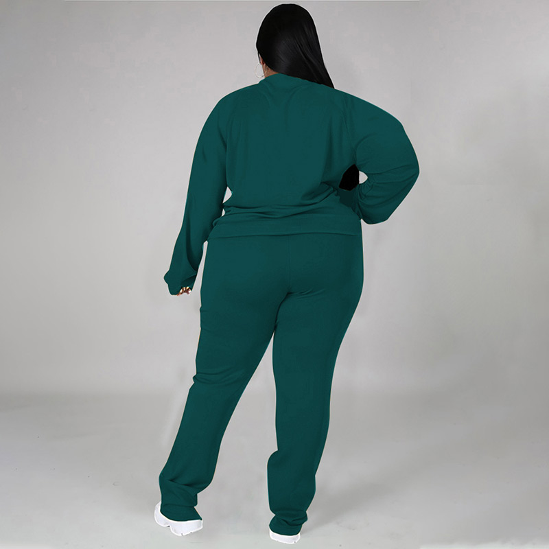 plus size tracksuit set-green-back view