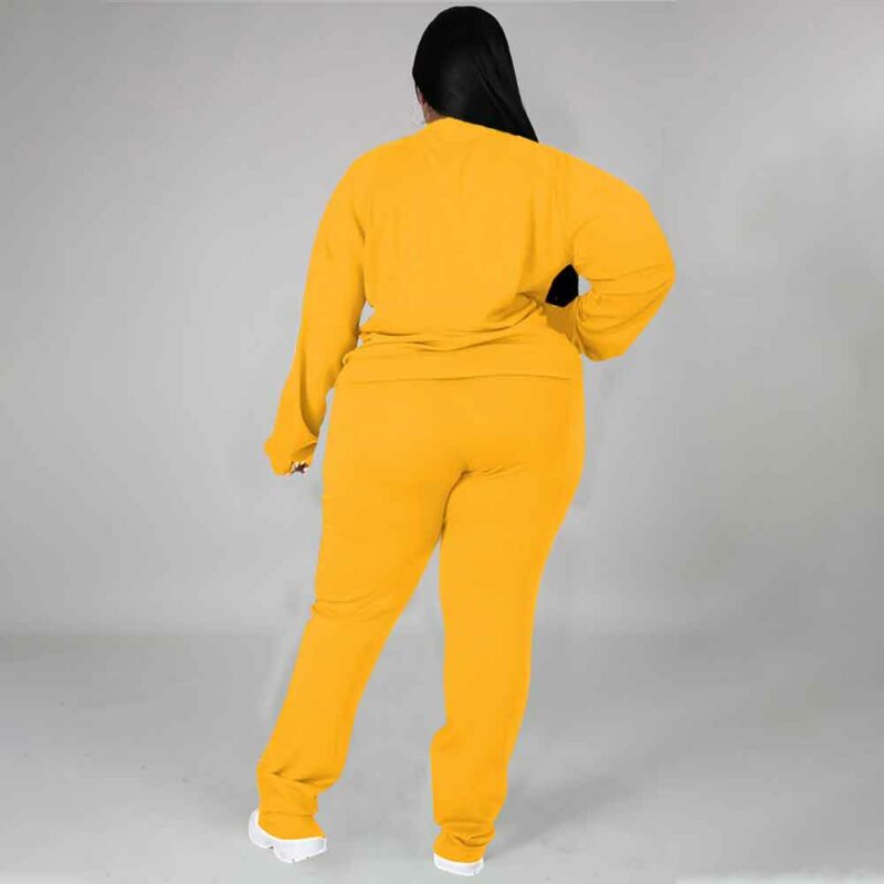 plus size tracksuit set-yellow-back view