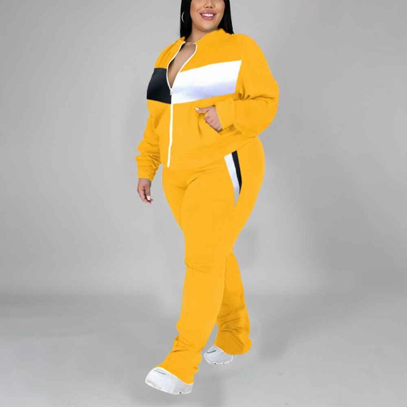 plus size tracksuit set-yellow-left side view