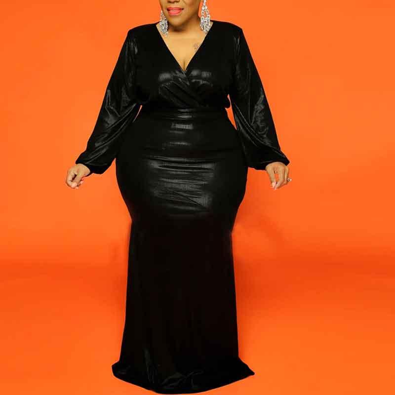 sexy dresses for plus size women-black-model view