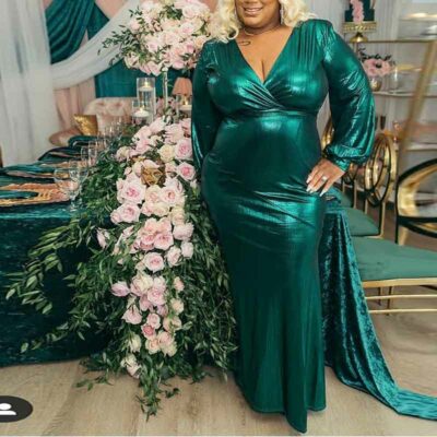 sexy dresses for plus size women-green-left side view
