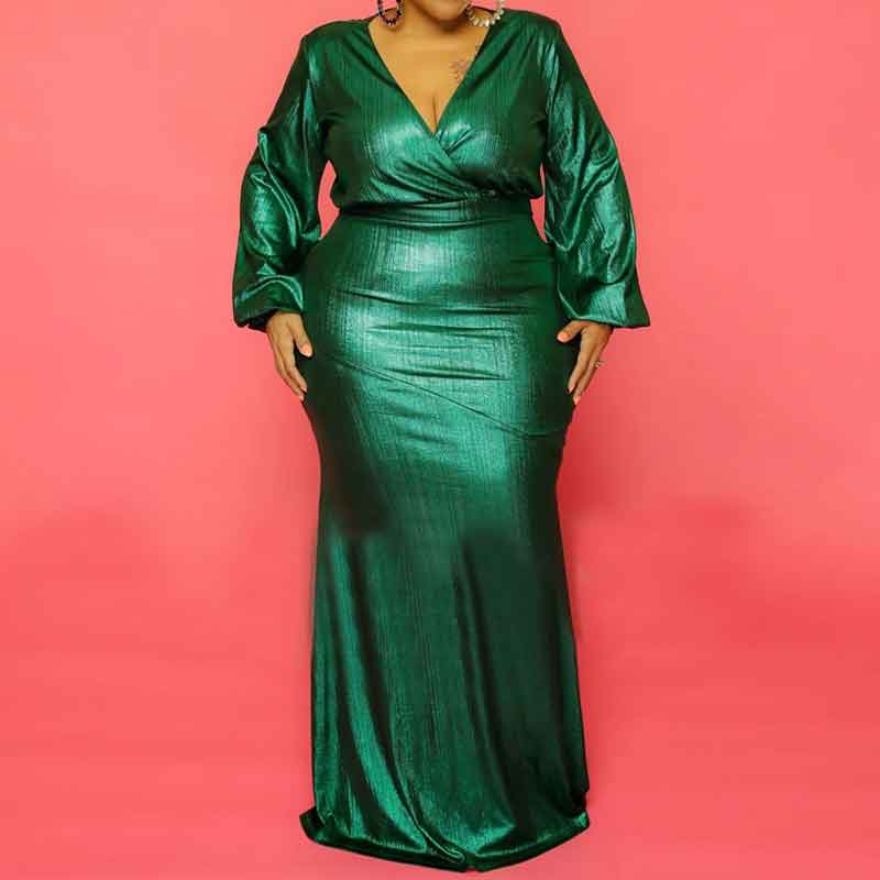 sexy dresses for plus size women-green-model view
