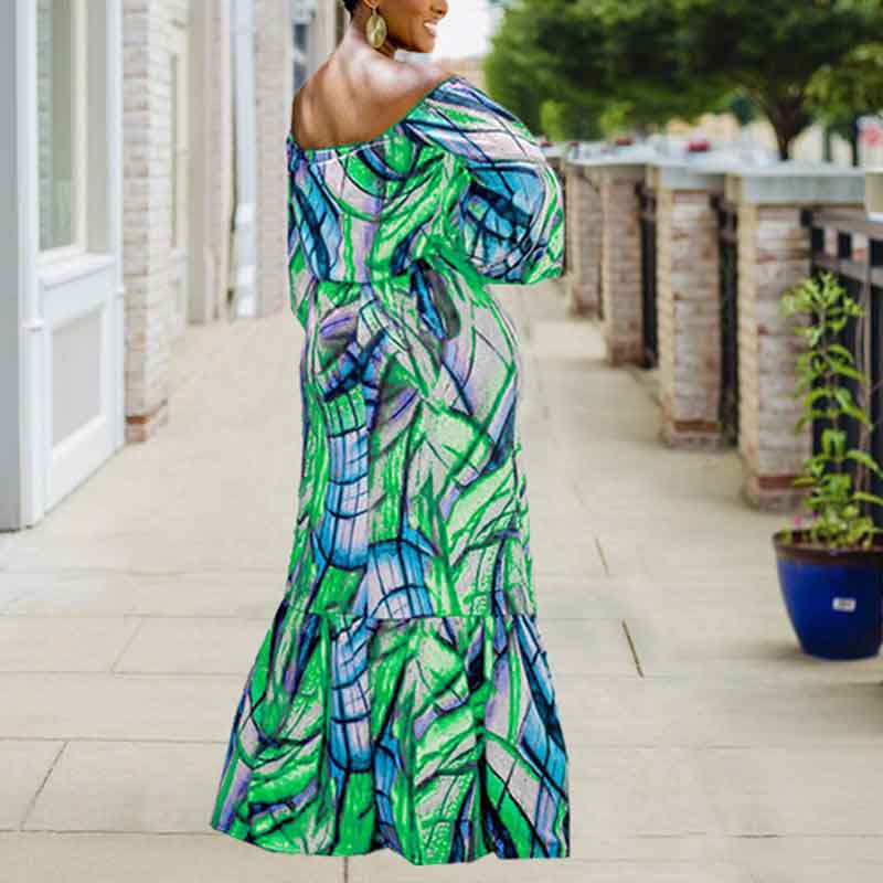 two piece skirt set plus size-green-offside view