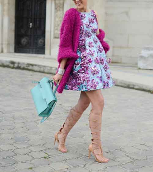 How to wear cardigans-floral-skirt-+-pink-cardigan