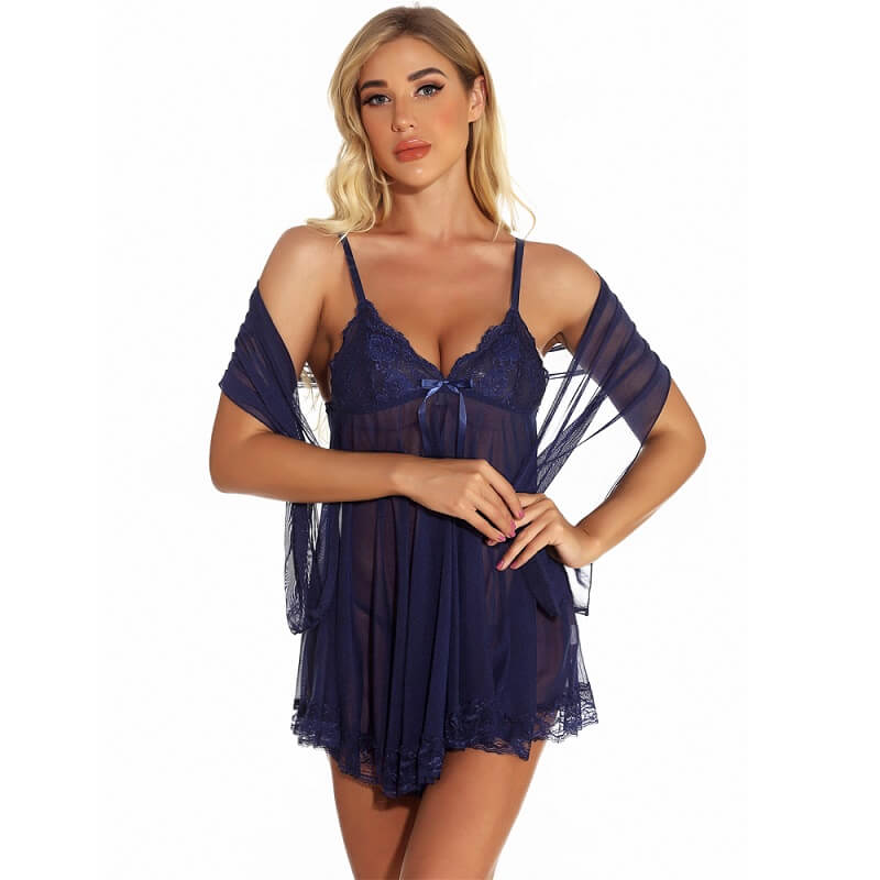 royal blue plus size lingerie modelview